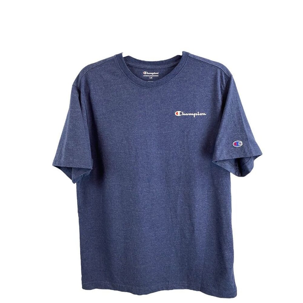 Large Champion Men's Blue Heather Tshirt Short Sleeve Tee